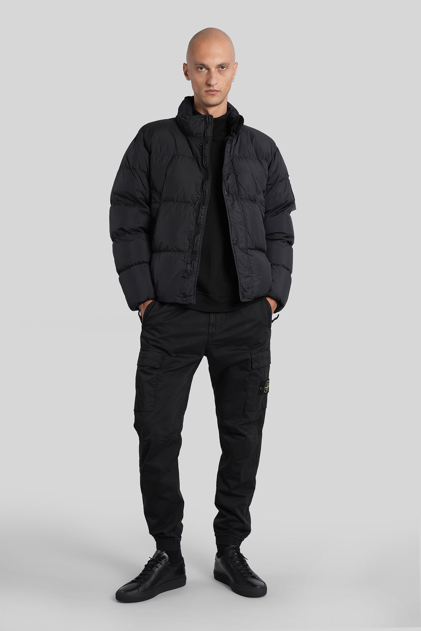Stone Island Down Jacket In Lightweight Recycled Nylon Reps In Black