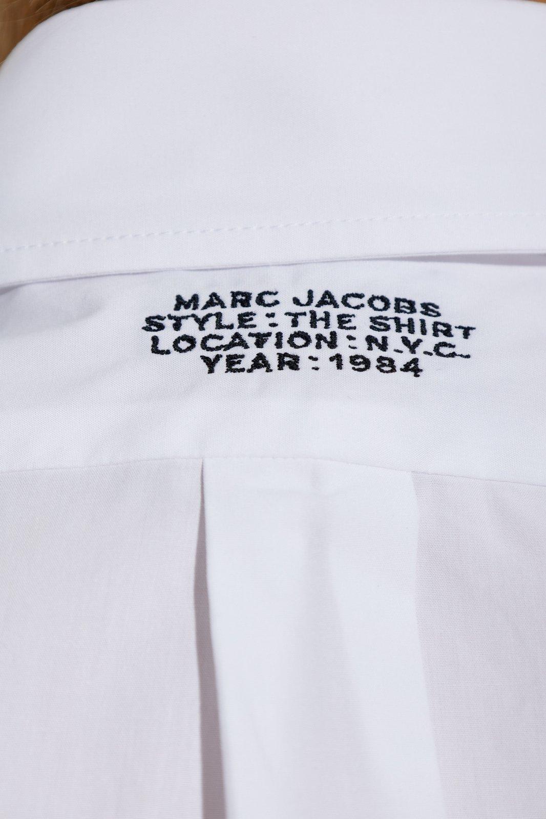 Marc Jacobs Womens The Cropped Text-embroidery Cotton Shirt White In White