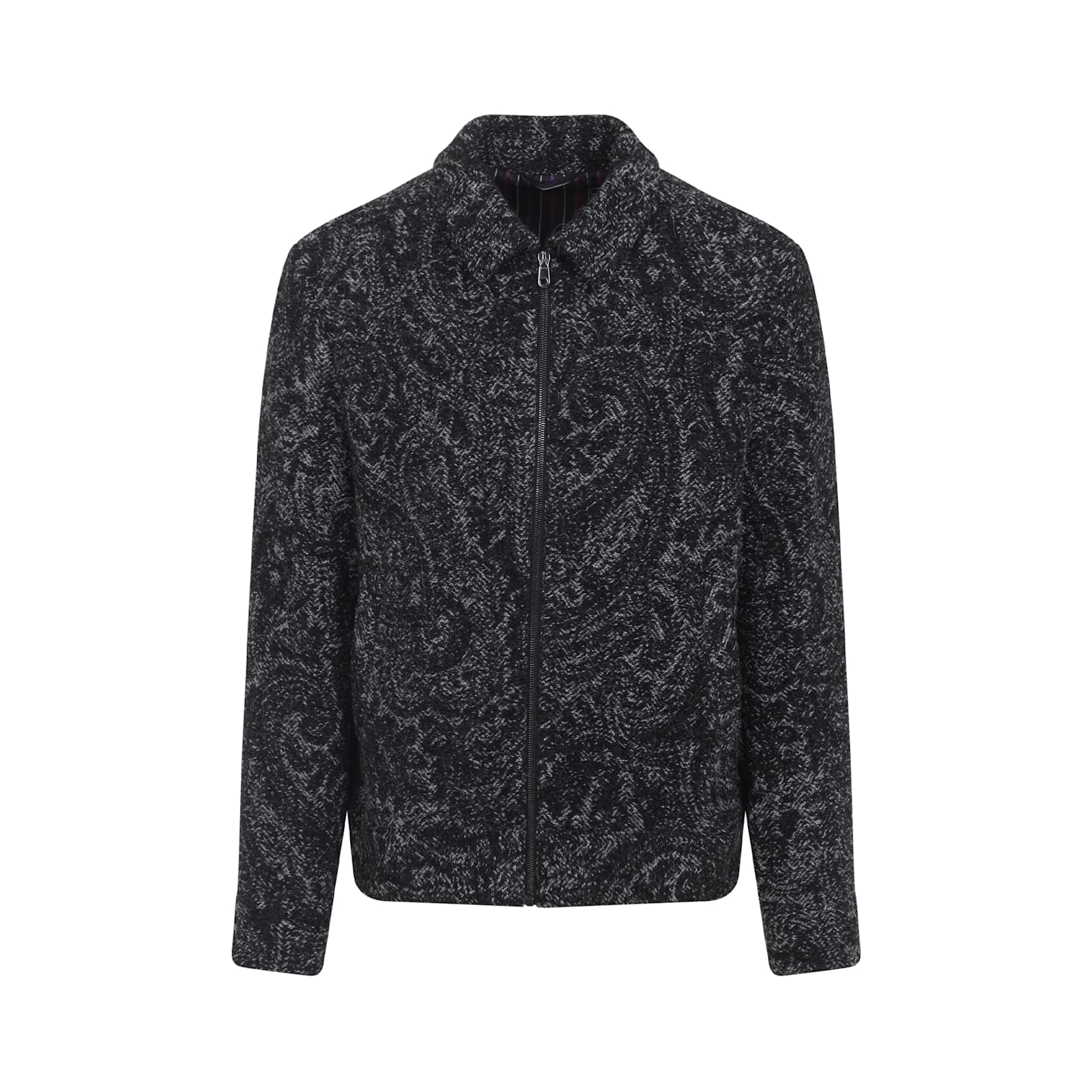 Etro Paisley Pattern Wool Blend Jacket With Tailored Fit In Gray