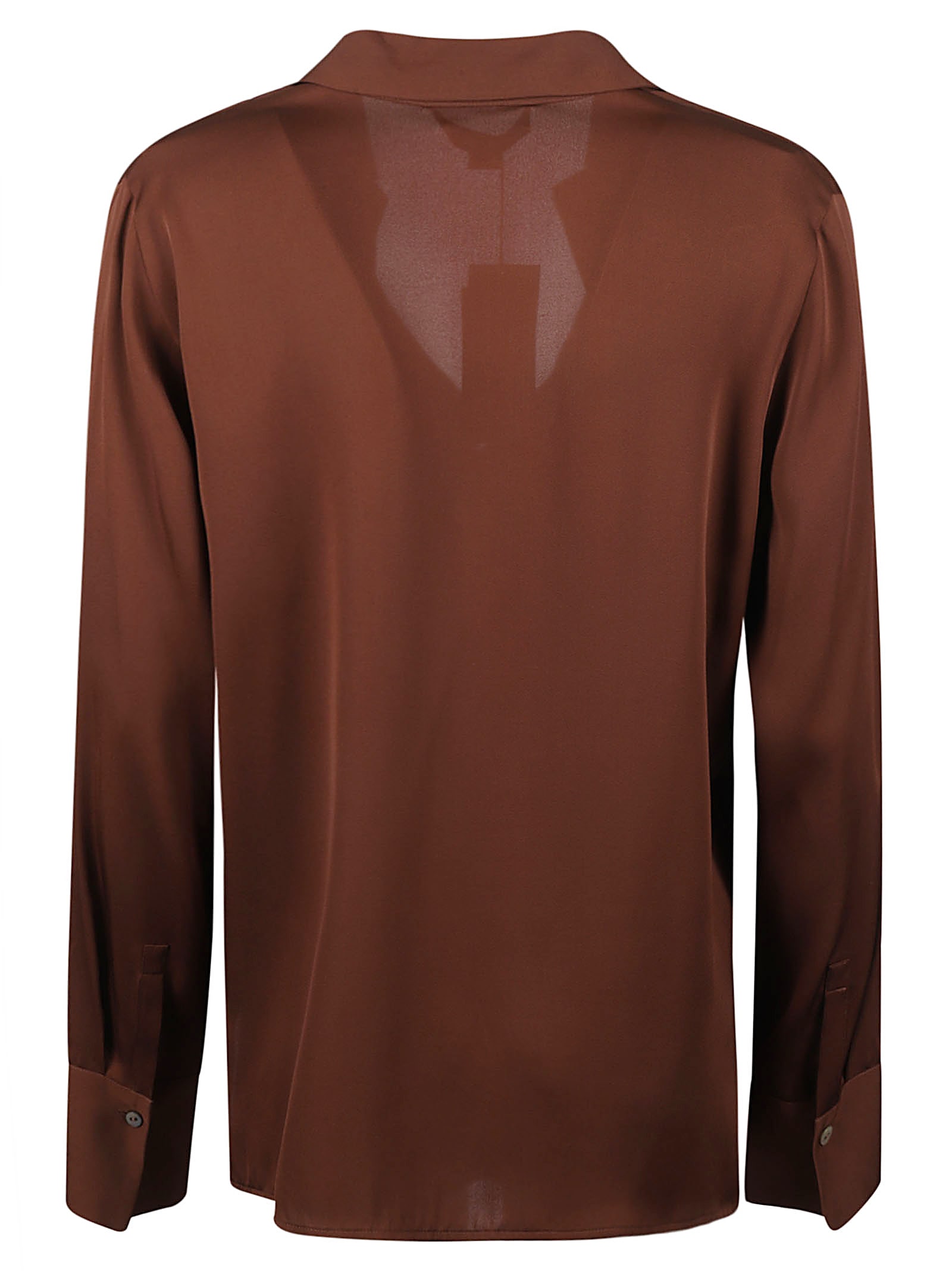 Shop Vince V-neck Long-sleeved Polo Shirt In Bruciato