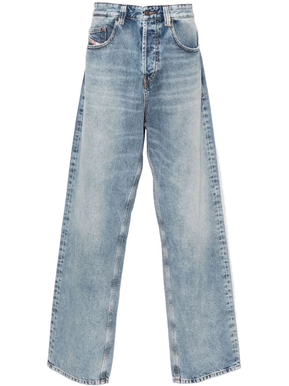 Shop Diesel Macro 2001 Wide Leg Jeans In Denim Blue