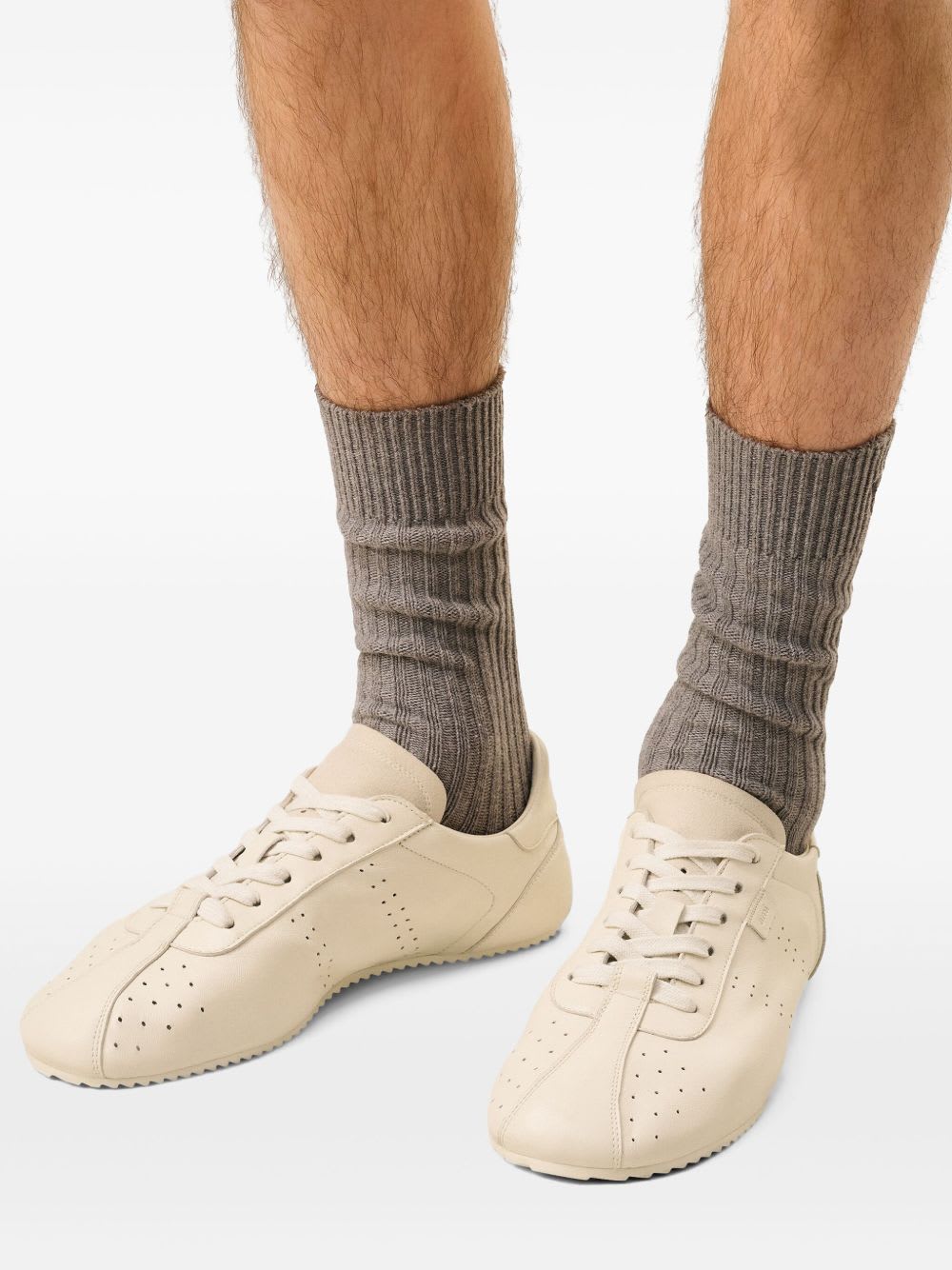 Ami Alexandre Mattiussi Leather Sneakers In Neutral