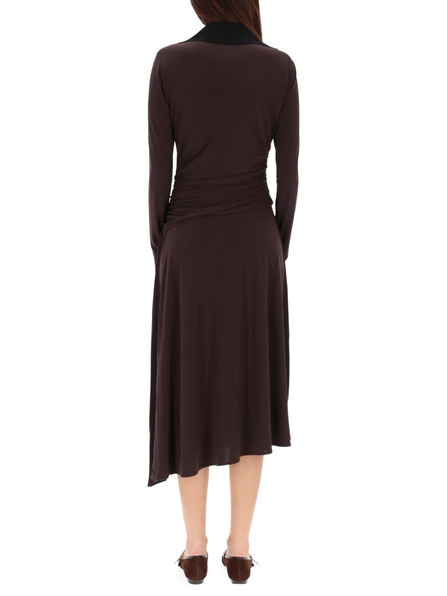 Tory Burch Asymmetrical Midi Dress In Burgundy