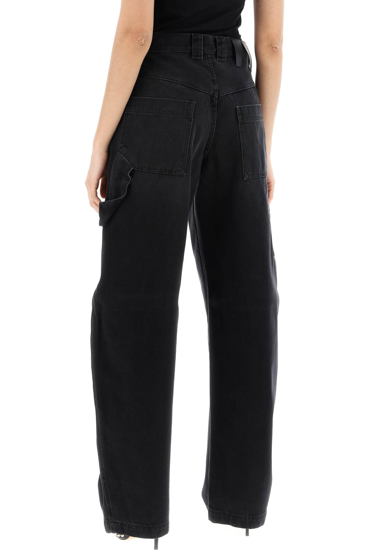 Shop Darkpark Audrey Cargo Jeans With Curved Leg In Washed Black (black)