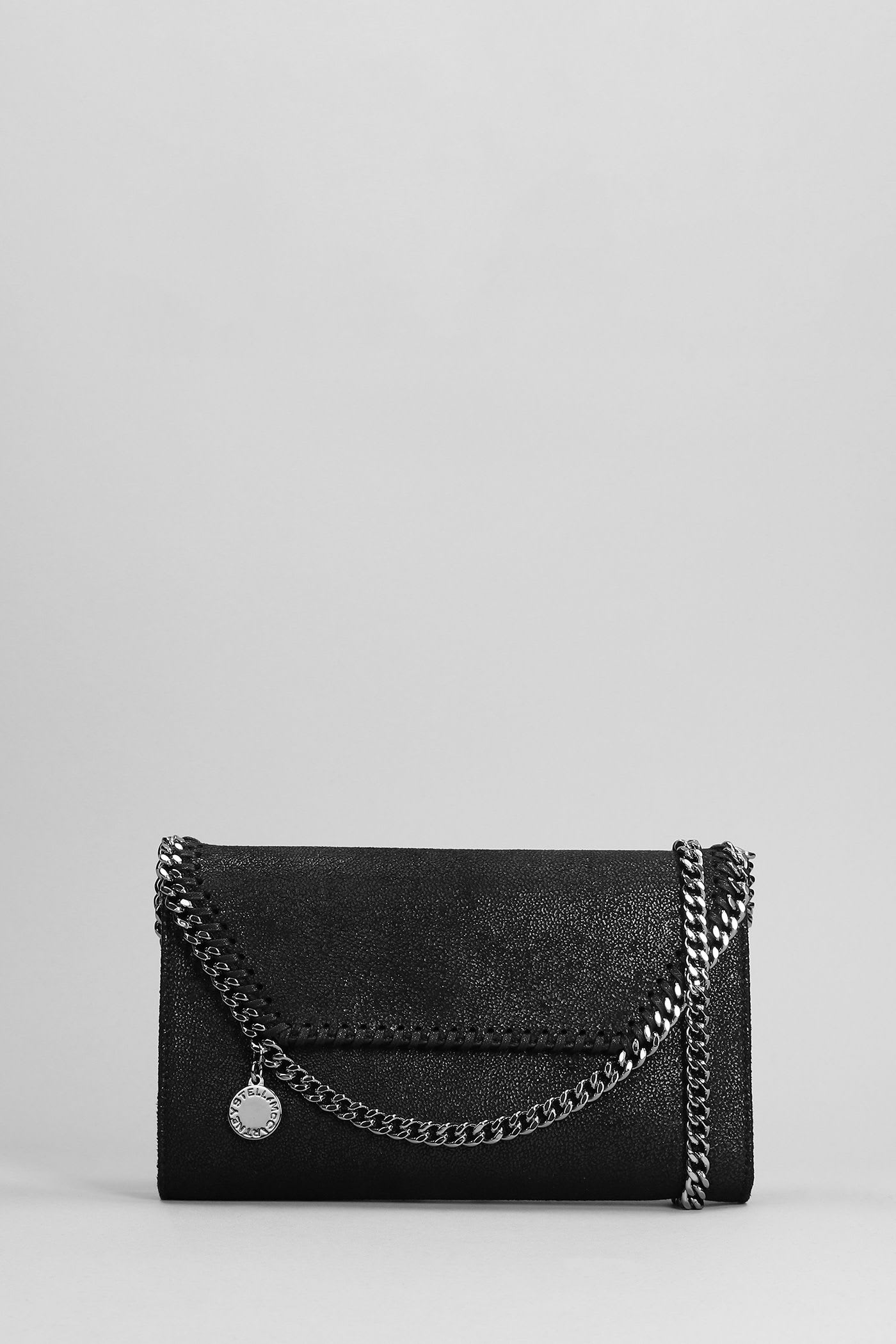 Stella Mccartney Falabella Shoulder Bag In Black Faux Leather In Black