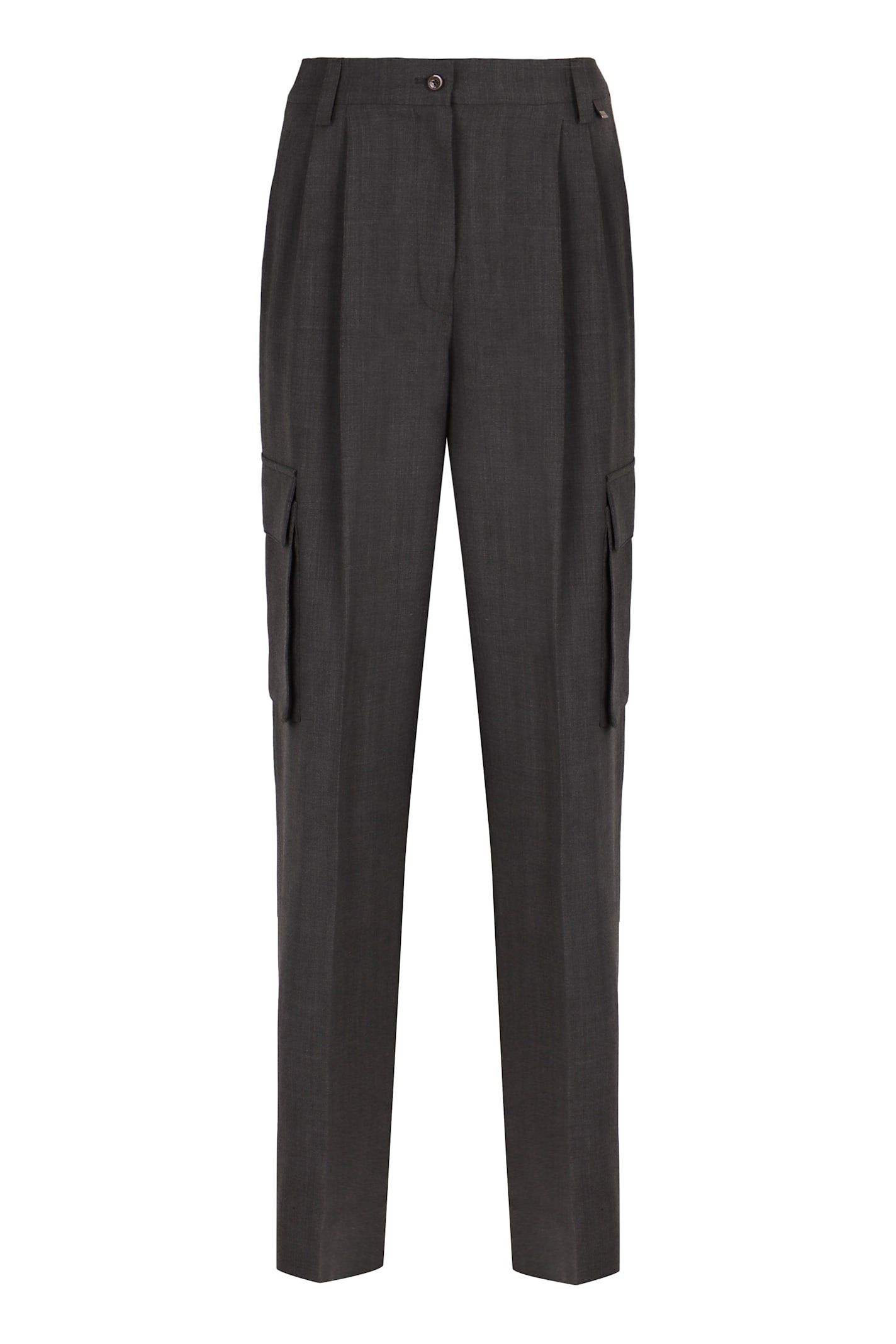 Shop Herno Wool Cargo Trousers In Grey