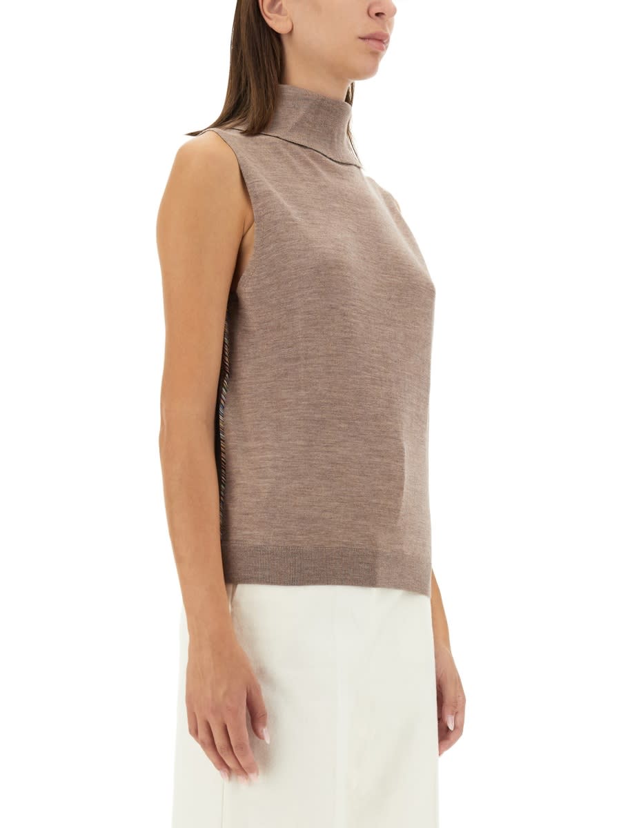 Shop Paul Smith High Neck Top In Beige