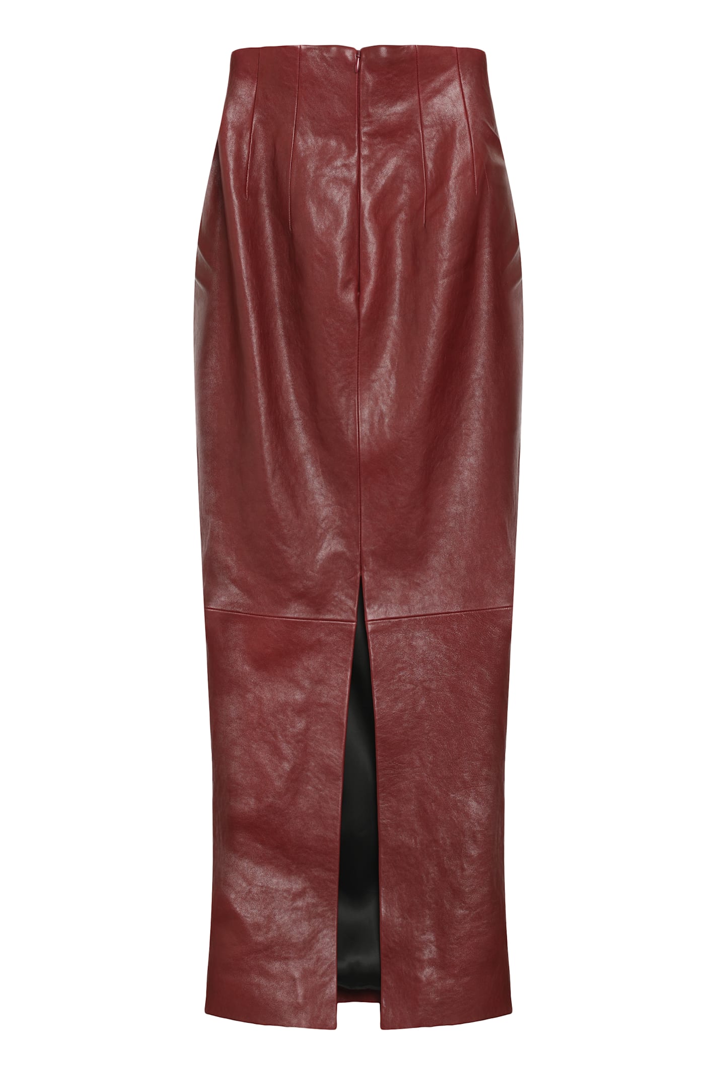 Khaite Womens Oxblood Loxley High-rise Leather Midi Pencil Skirt In Burgundy