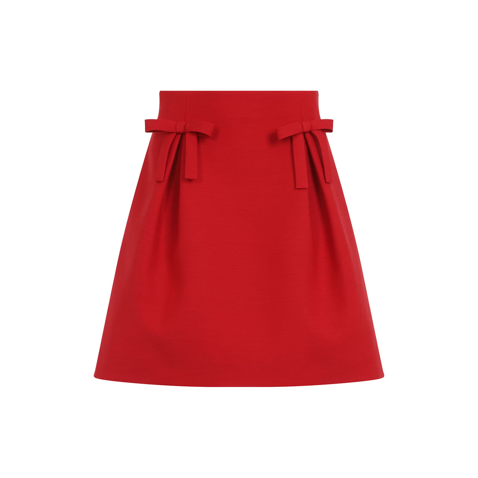Valentino Bow-detailed Pleated Wool And Silk-blend Mini Skirt In M Paris