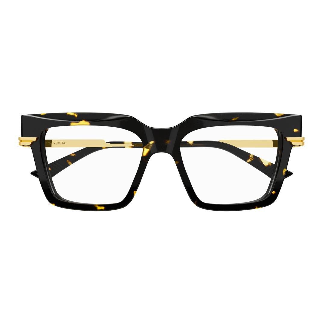 Shop Bottega Veneta Square Frame Glasses In 002 Havana Gold Transpare