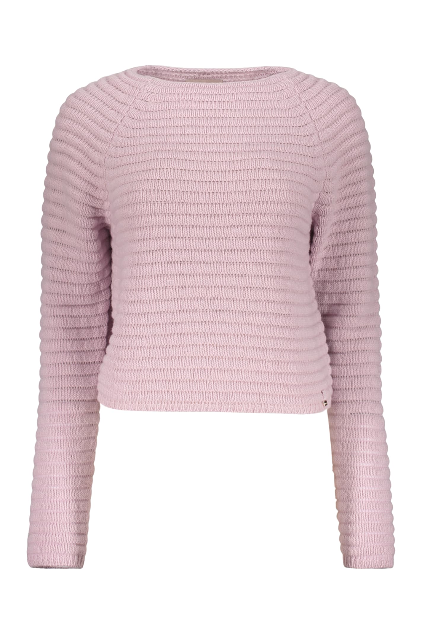 Herno Fashionable Long-sleeve Pink Cropped Sweater In Pink