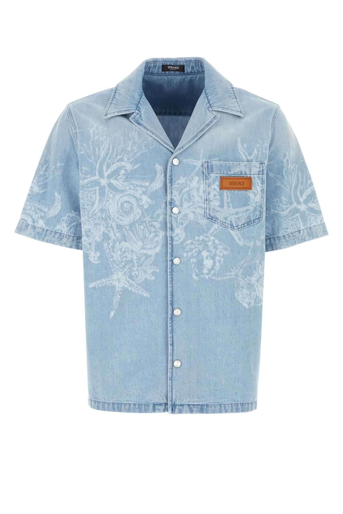 Shop Versace Denim Shirt In Lightblue