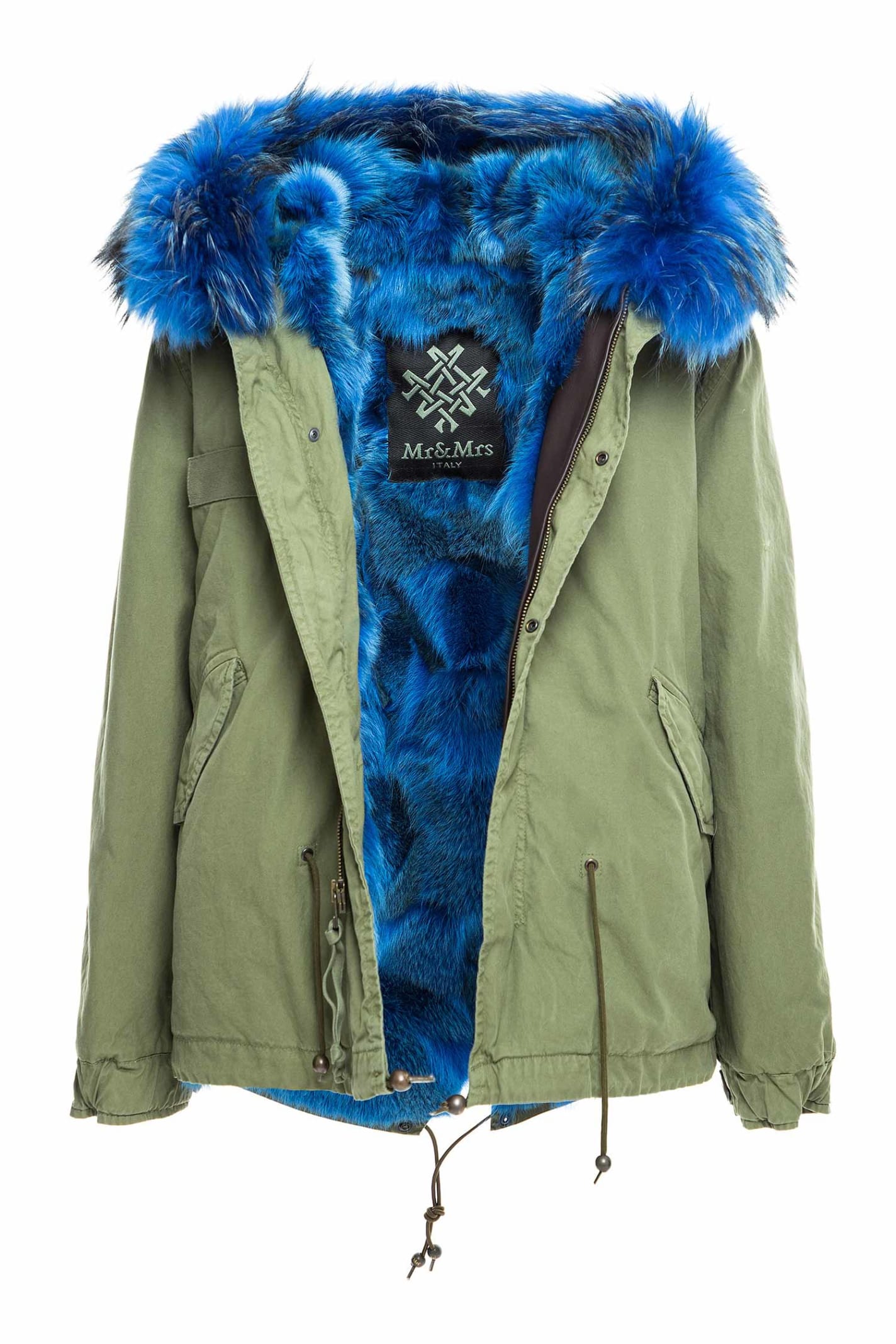 Mr & Mrs Italy Army Mini Parka With Coyote Fur