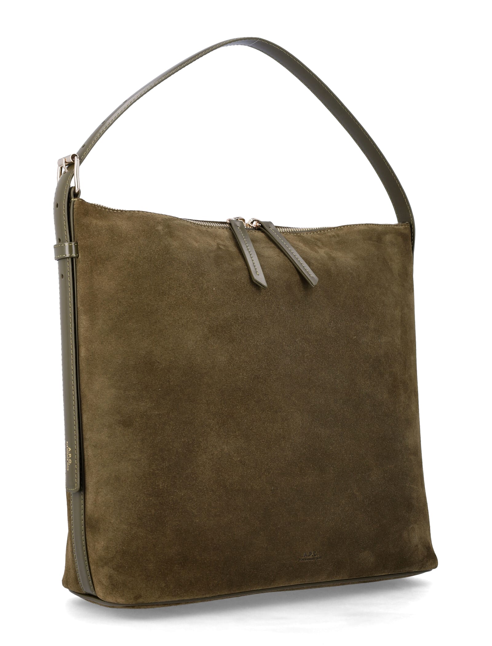 Apc Vera Suede Shoulder Bag With Adjustable Strap In Brown