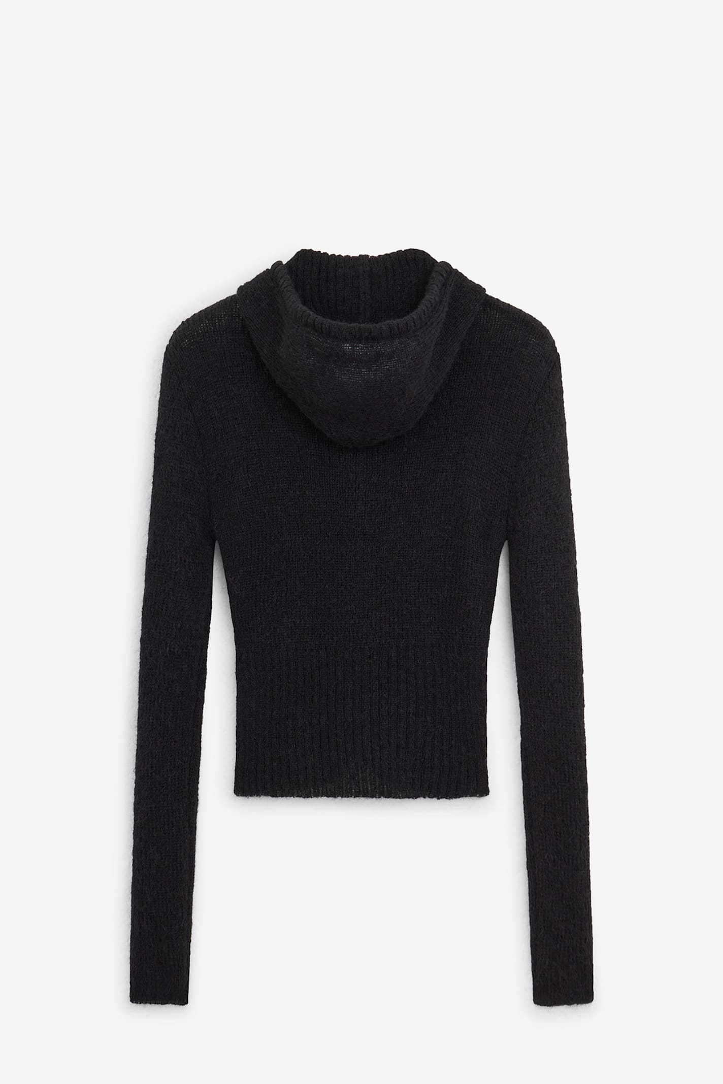 Our Legacy Hooded Zip-up Knit Sweater With Ribbed Details In Black
