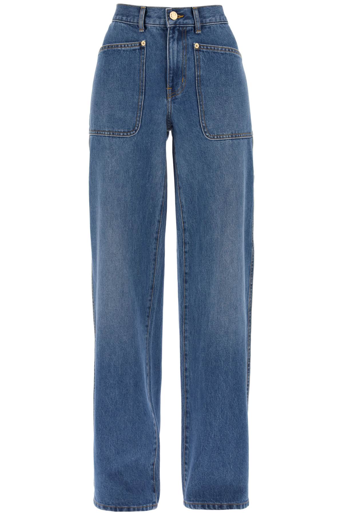 Shop Tory Burch High-waisted Cargo Style Jeans In In Dark Vintage Wash (blue)