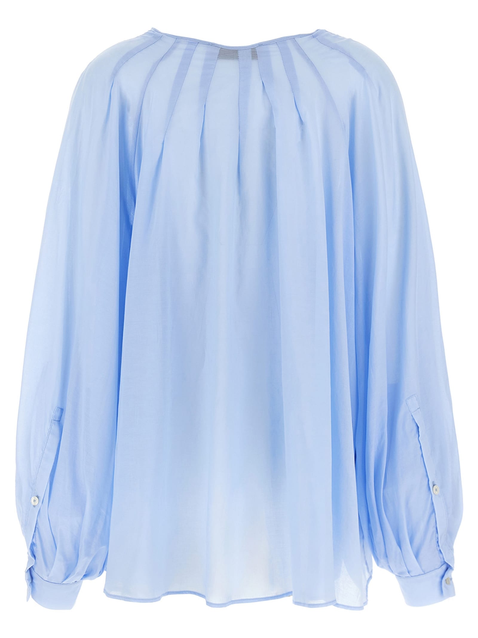 The Latest Wide Sky Blue Semi-transparent Shirt In Light Blue