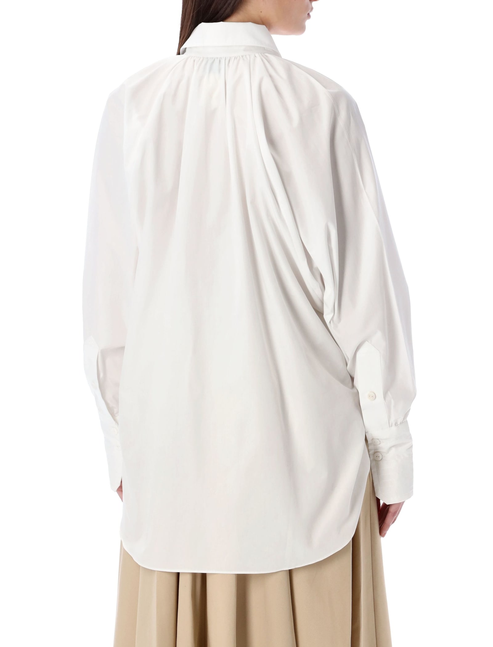 Patou Relaxed Fit Cotton Blouse With High Neck In White