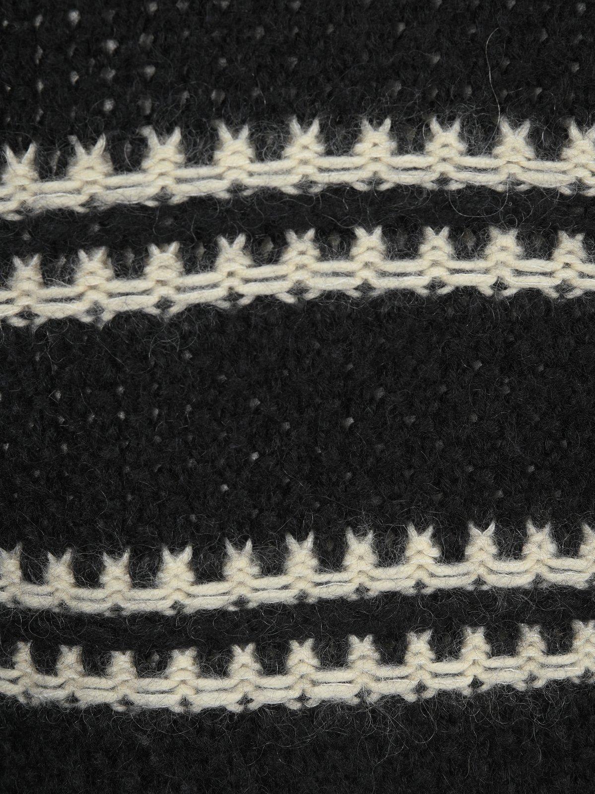 Shop Saint Laurent Striped Turtleneck Knit Jumper In Black