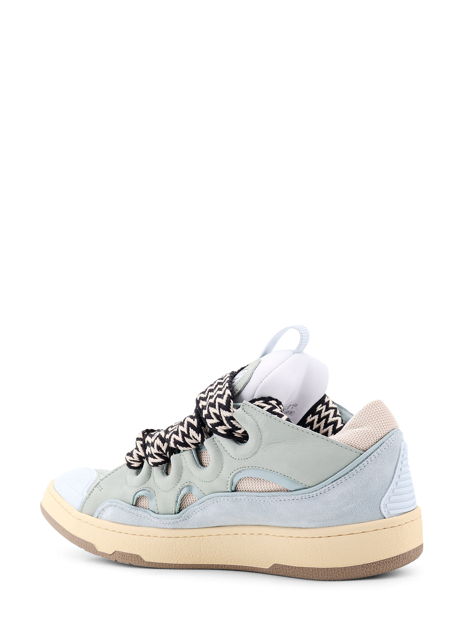 Shop Lanvin Curb Leather, Suede And Mesh Sneakers In Blue