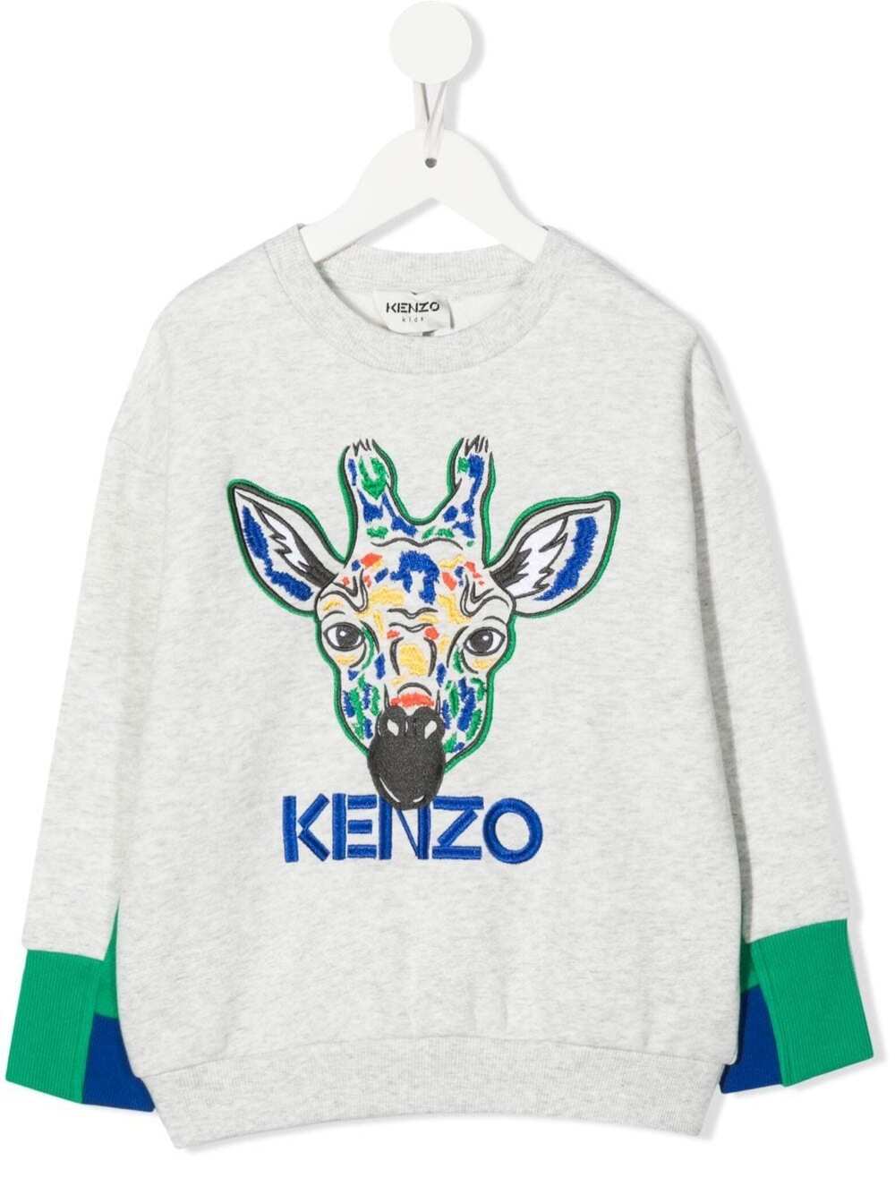 Embroidered Grey Blend Cotton Sweatshirt Boy Kenzo Kids