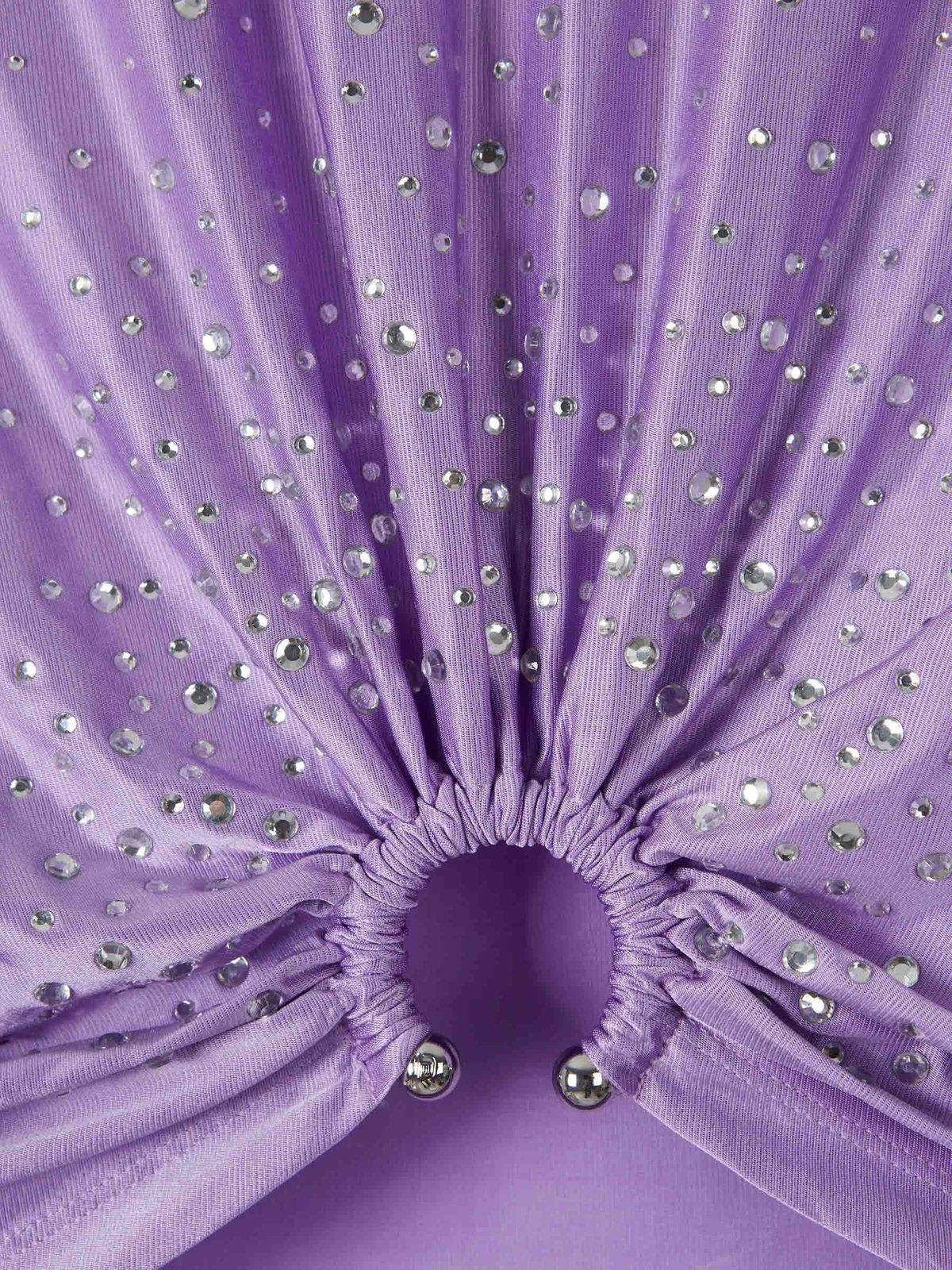 Rabanne Cropped T-shirt With Piercing Detail In Lilac