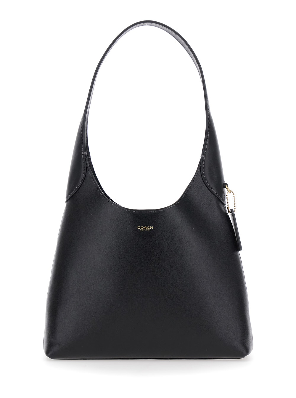 Coach Brooklyn Small Black Shoulder Bag With Logo Lettering On The Front In Leather Woman
