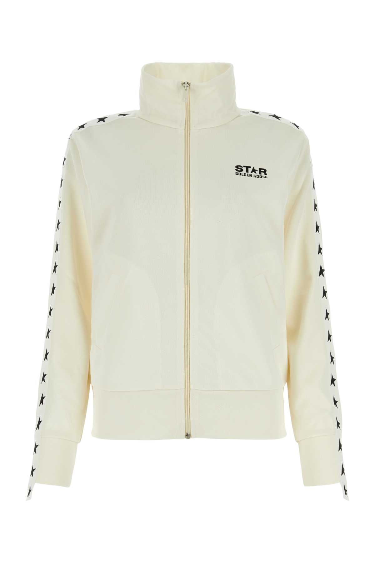 Shop Golden Goose Ivory Polyester Denise Sweatshirt In Papyrusblack