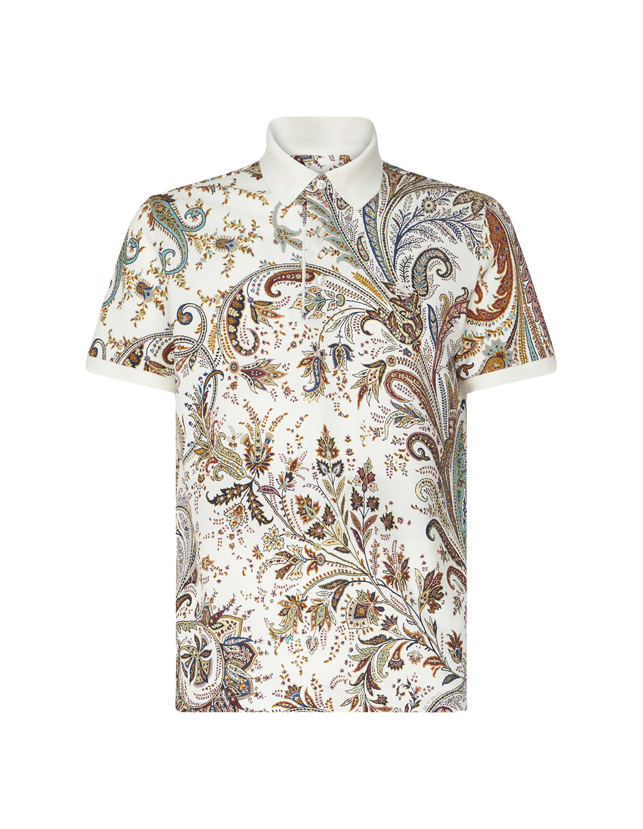 Shop Etro White Polo Shirt With Multicolour Paisley Print
