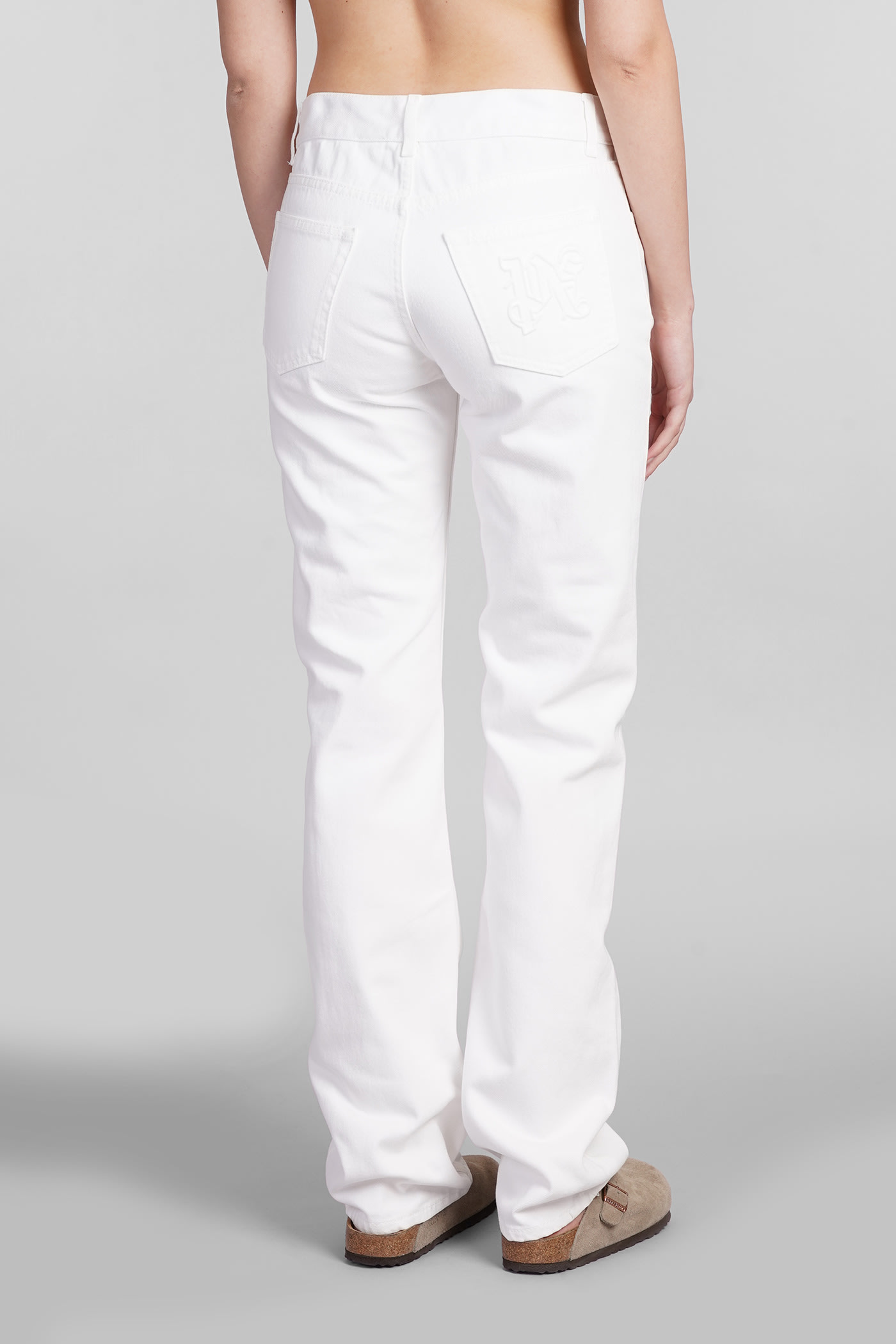 Shop Palm Angels Jeans In White Cotton