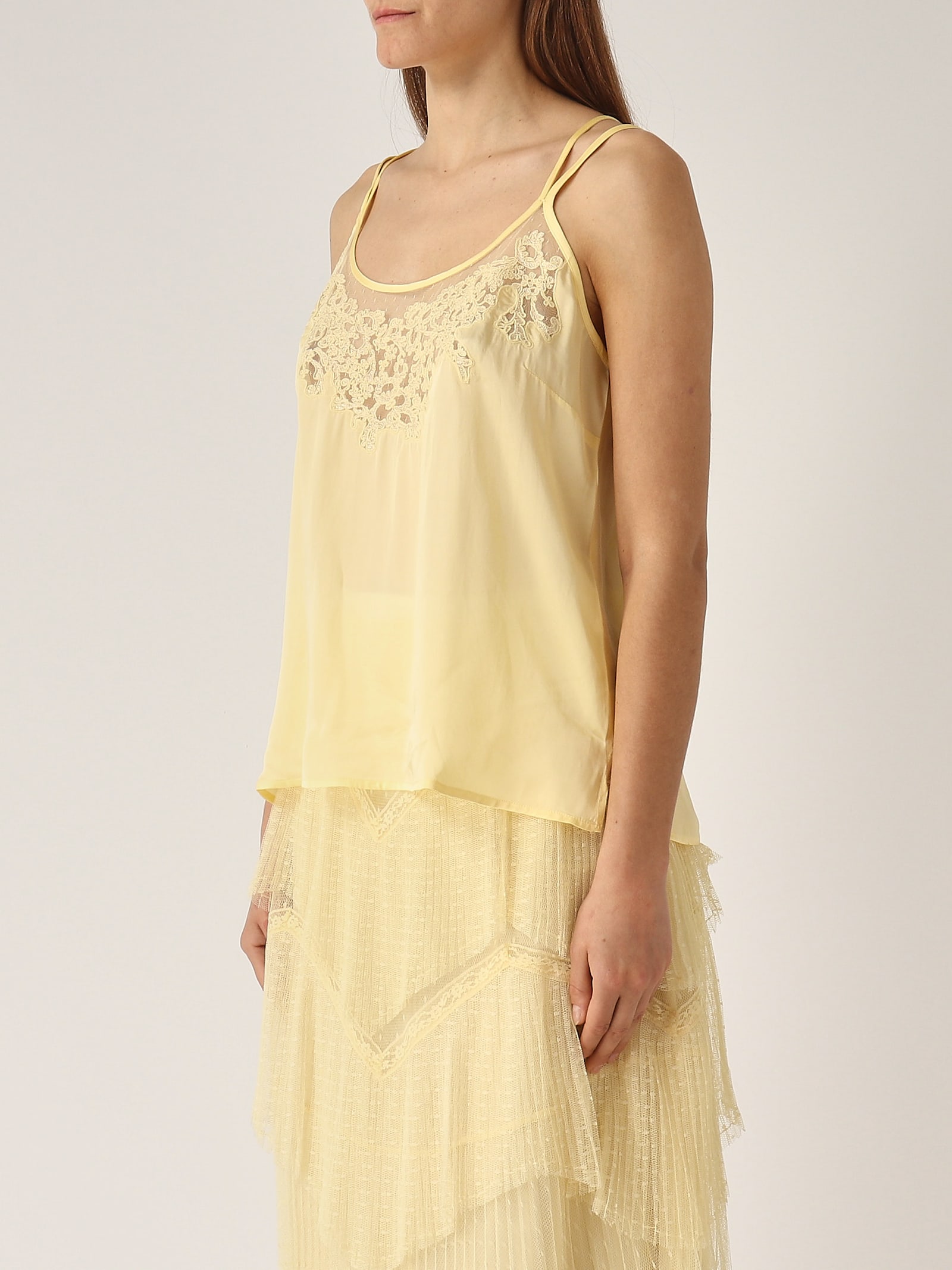 Twinset Twin-set Vanille Satin Top In Vaniglia