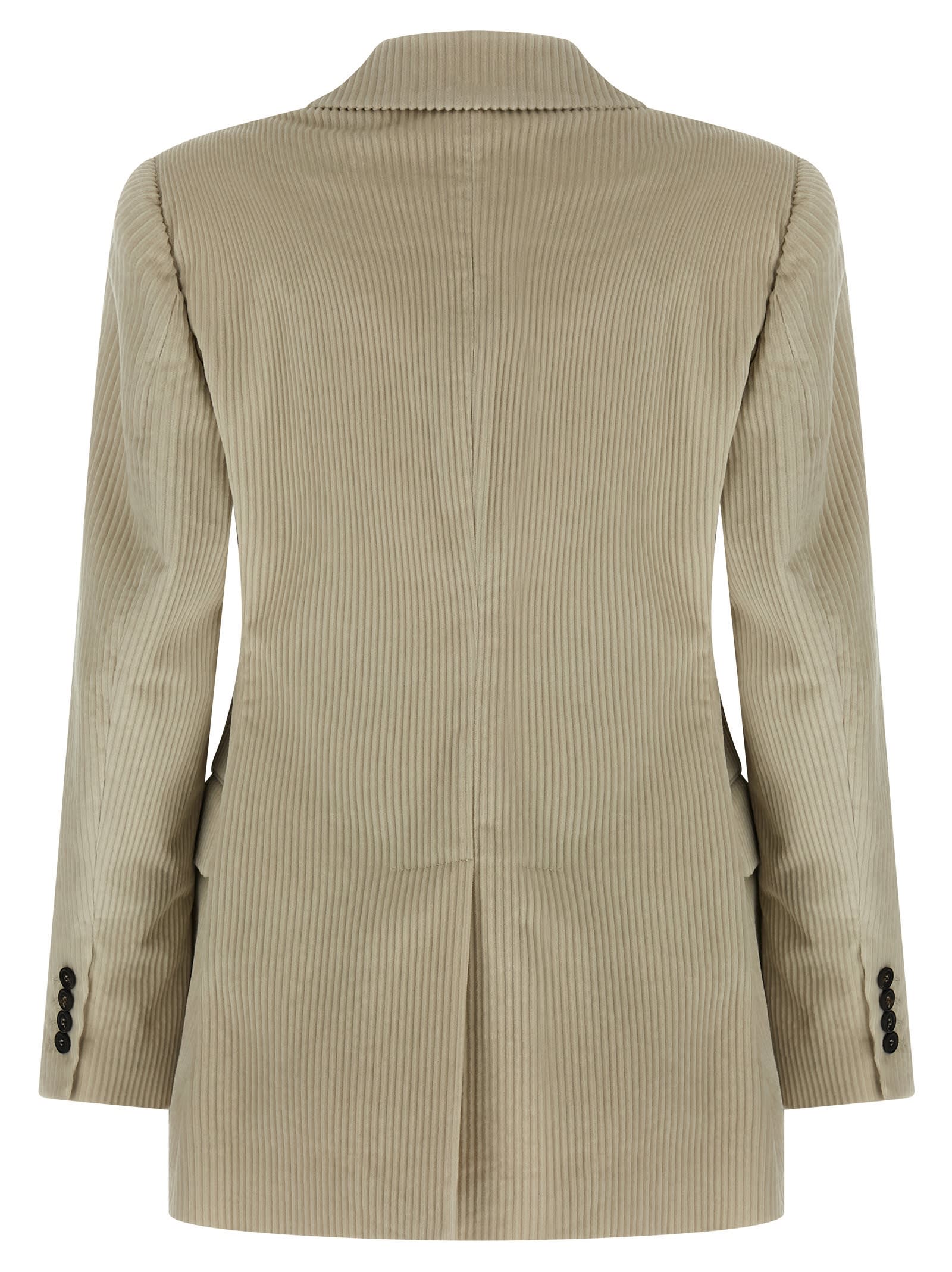Brunello Cucinelli Corduroy Blazer With Lapel Neckline In Multi
