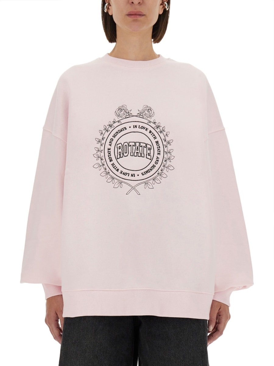 Rotate Birger Christensen Sweatshirt With Logo In Pink