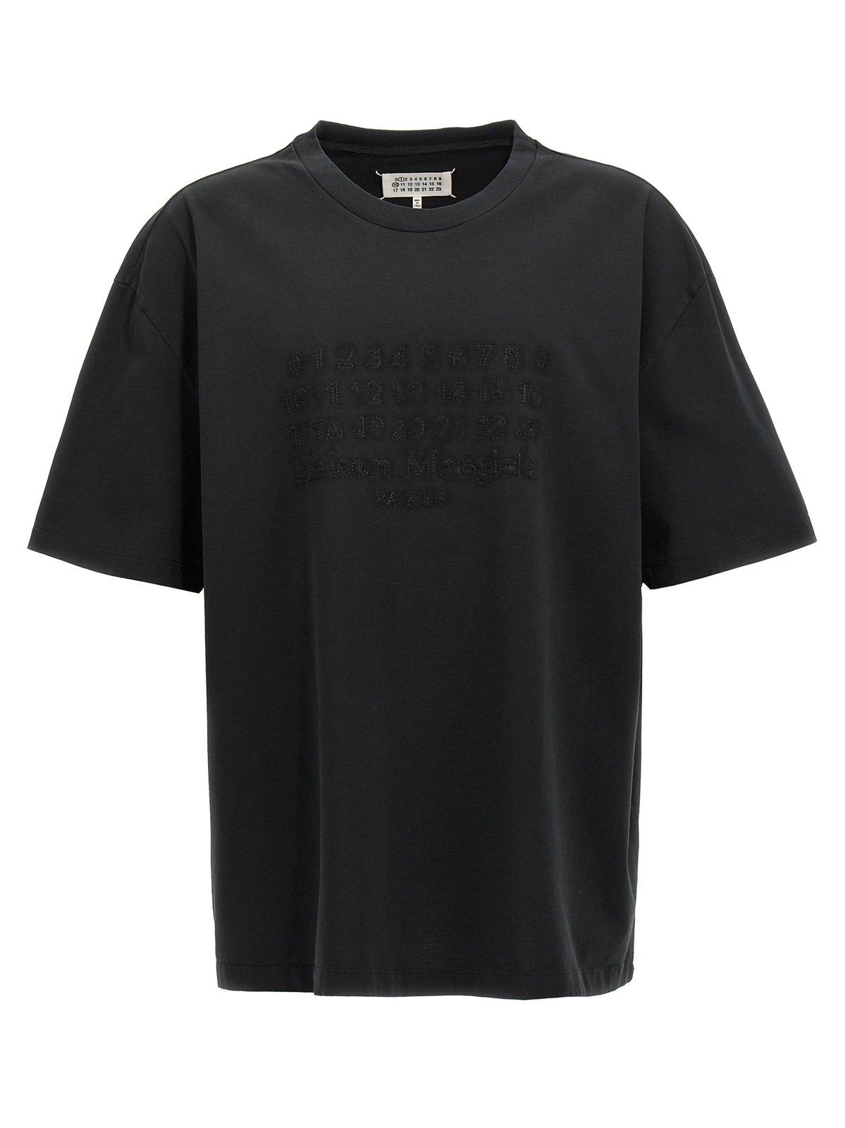 Shop Maison Margiela Logo Embroidered T-shirt In Black