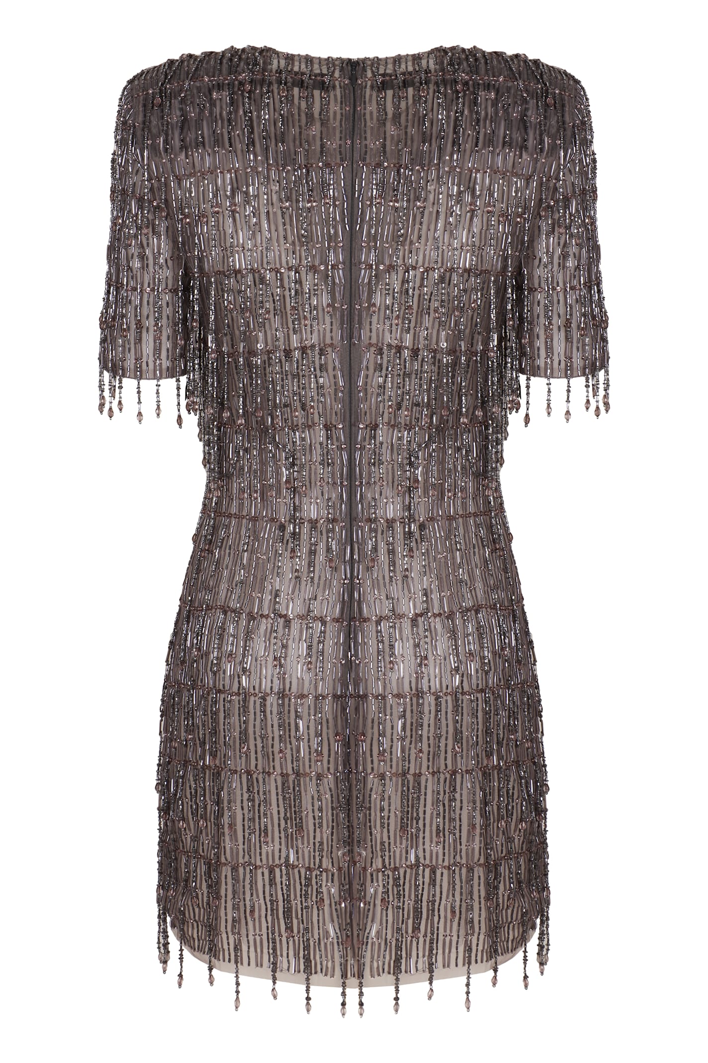 Shop Elisabetta Franchi Sequin Mini-dress In Silver