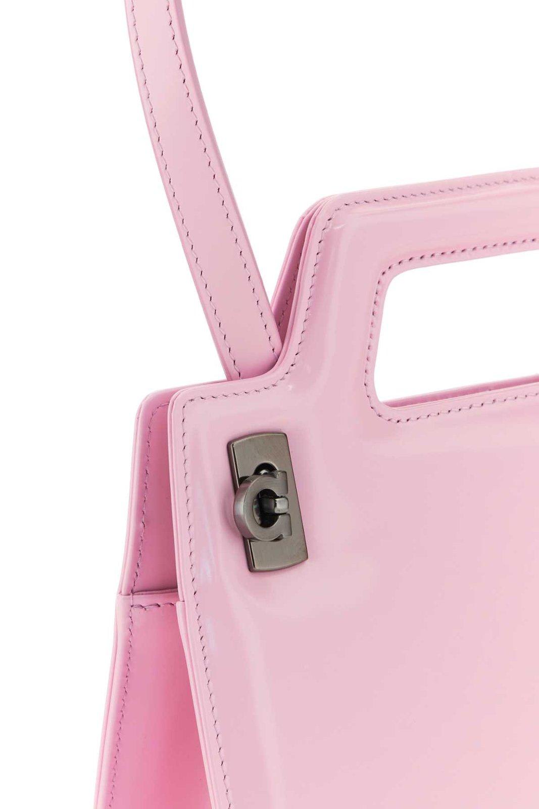 Shop Ferragamo Wanda Mini Top Handle Bag In Rosa