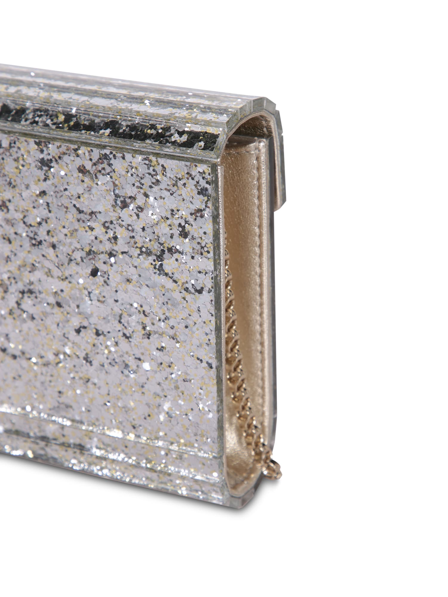 Shop Jimmy Choo Candy Champagne-silver Clutch In Beige