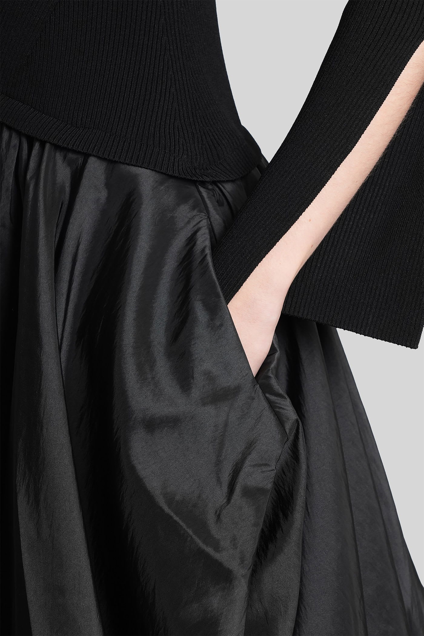 Simkhai Midi Dress With Balloon Skirt And Long Sleeves In Black