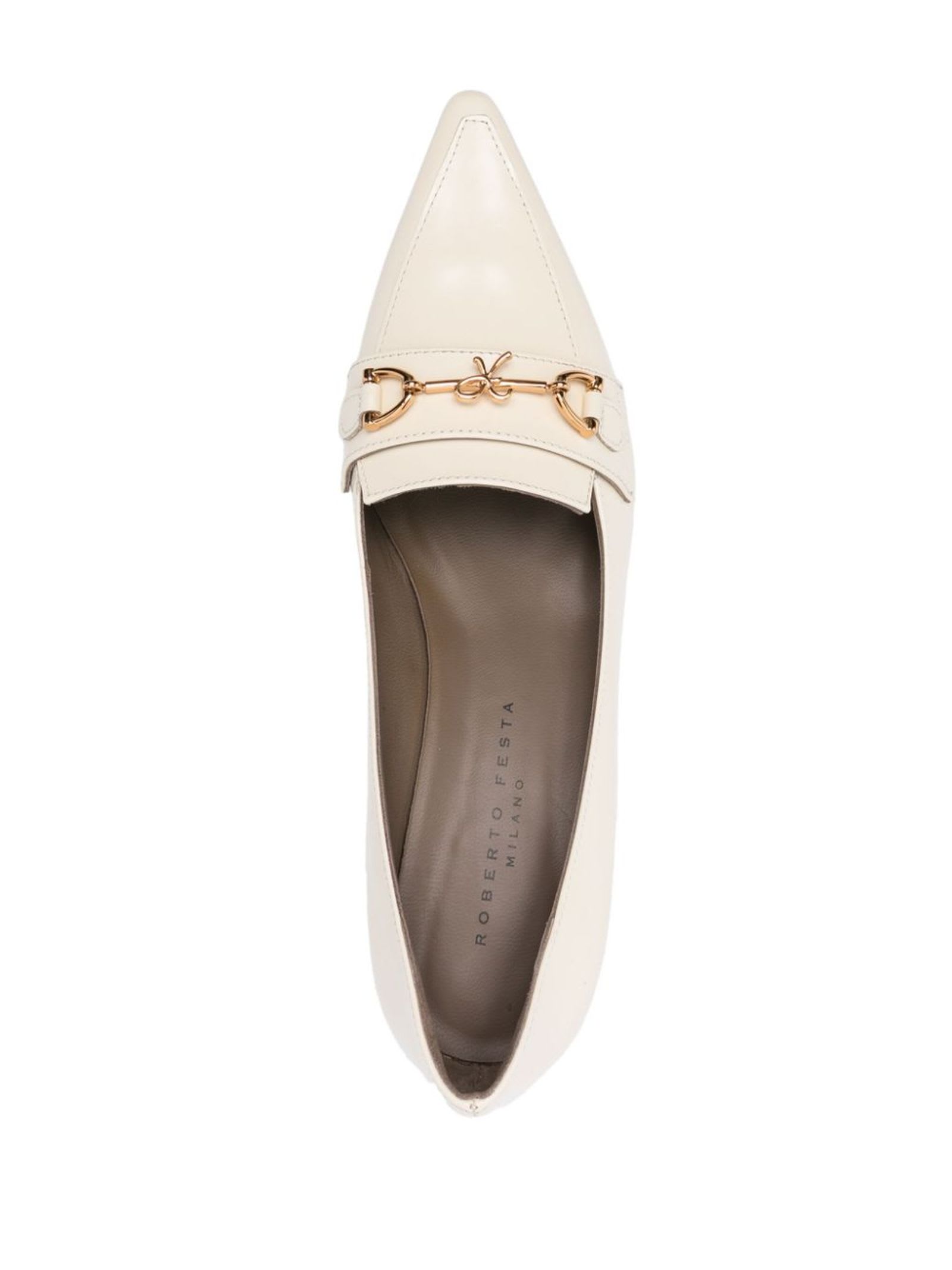 Shop Roberto Festa Cream White Calf Leather Lekke Pumps