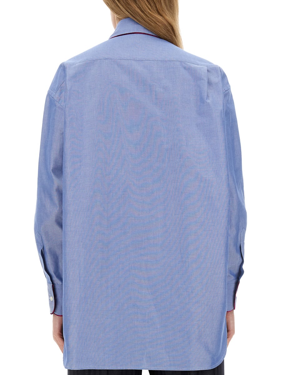 Shop Etro Light Blue Oxford Shirt With Pegasus In Azure