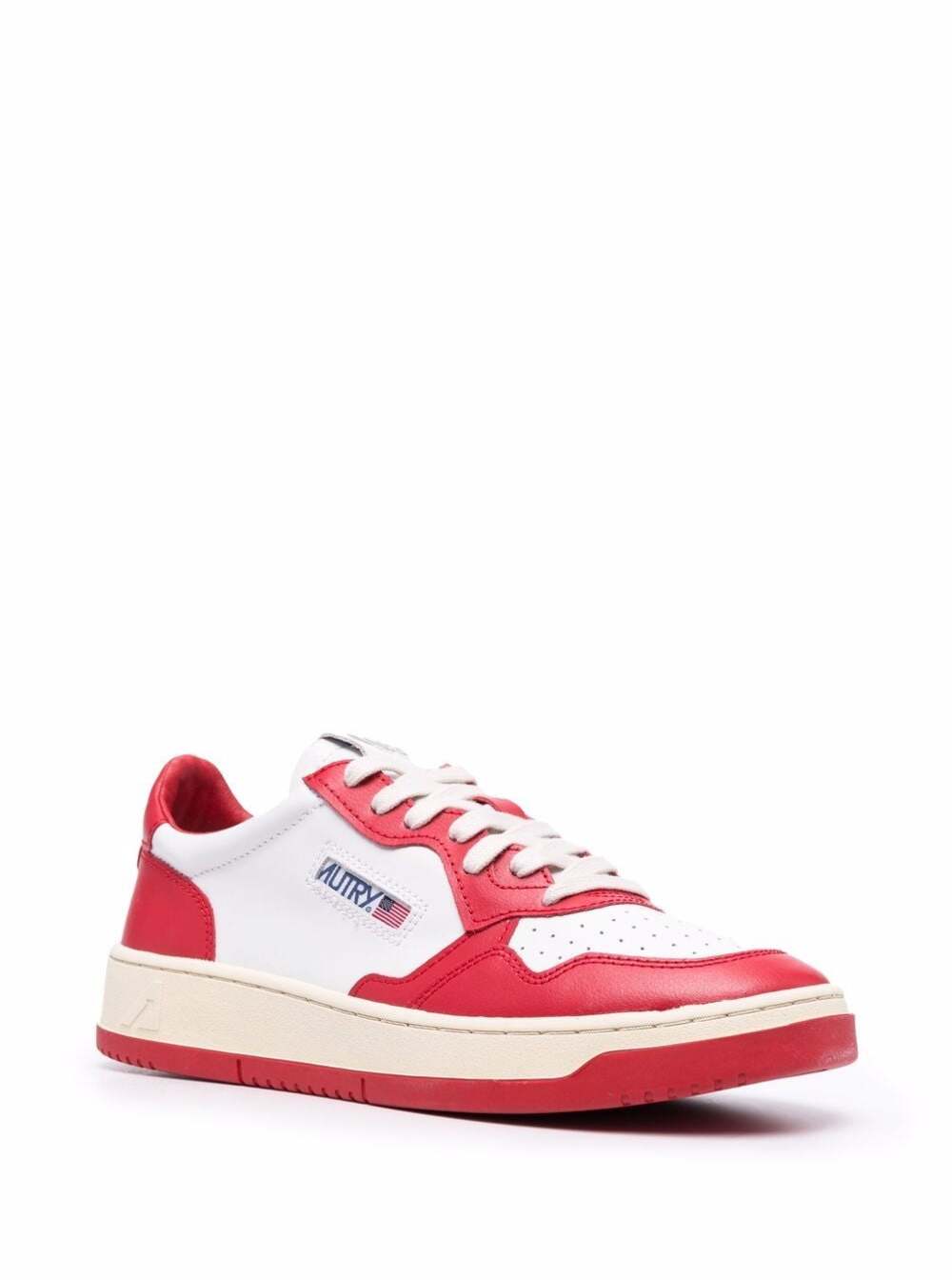 Shop Autry Mans Low Top Bicolor Leather Sneakers In Red