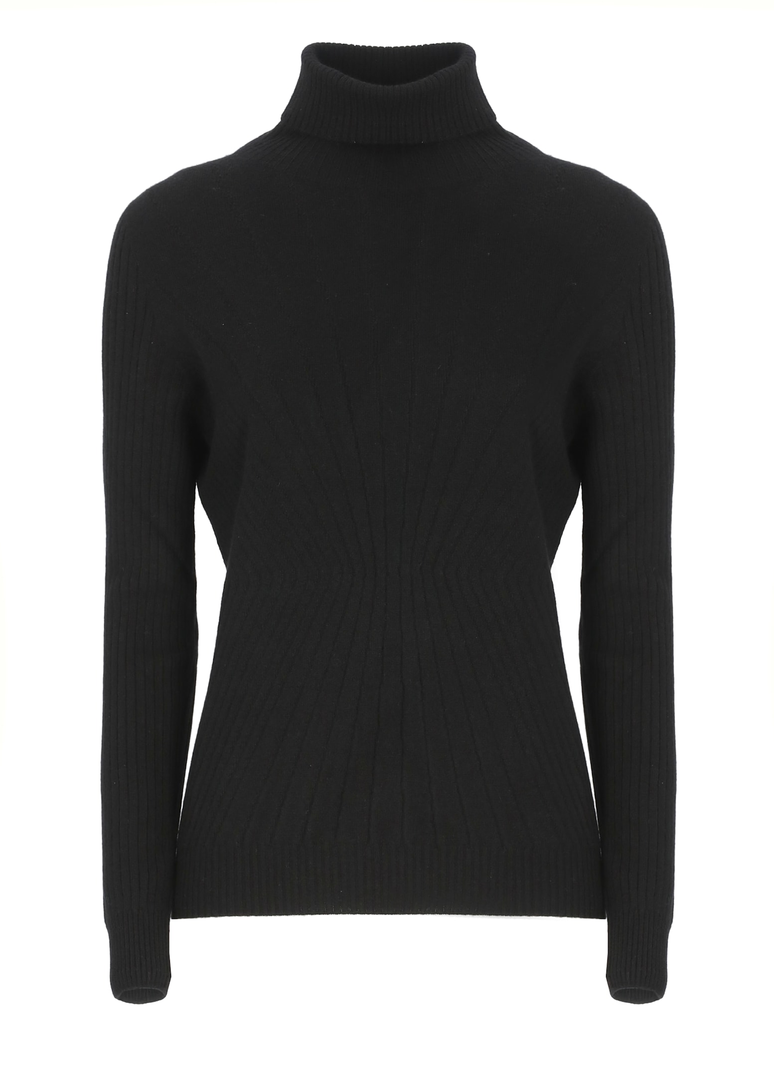 D Exterior High-neck Long-sleeves Sweater In Black