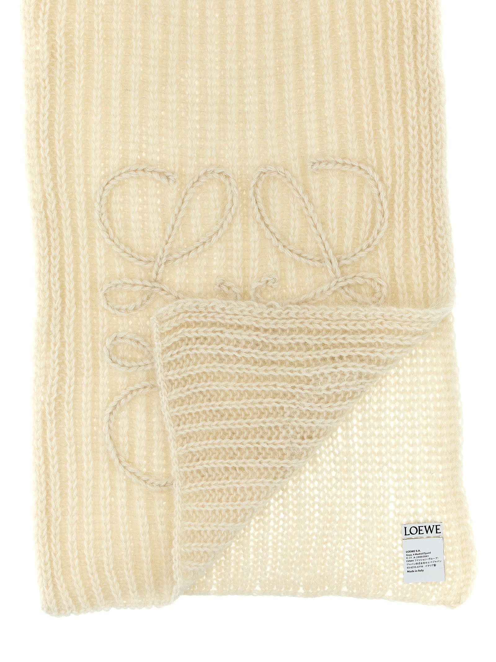 Shop Loewe Anagram Scarf In White