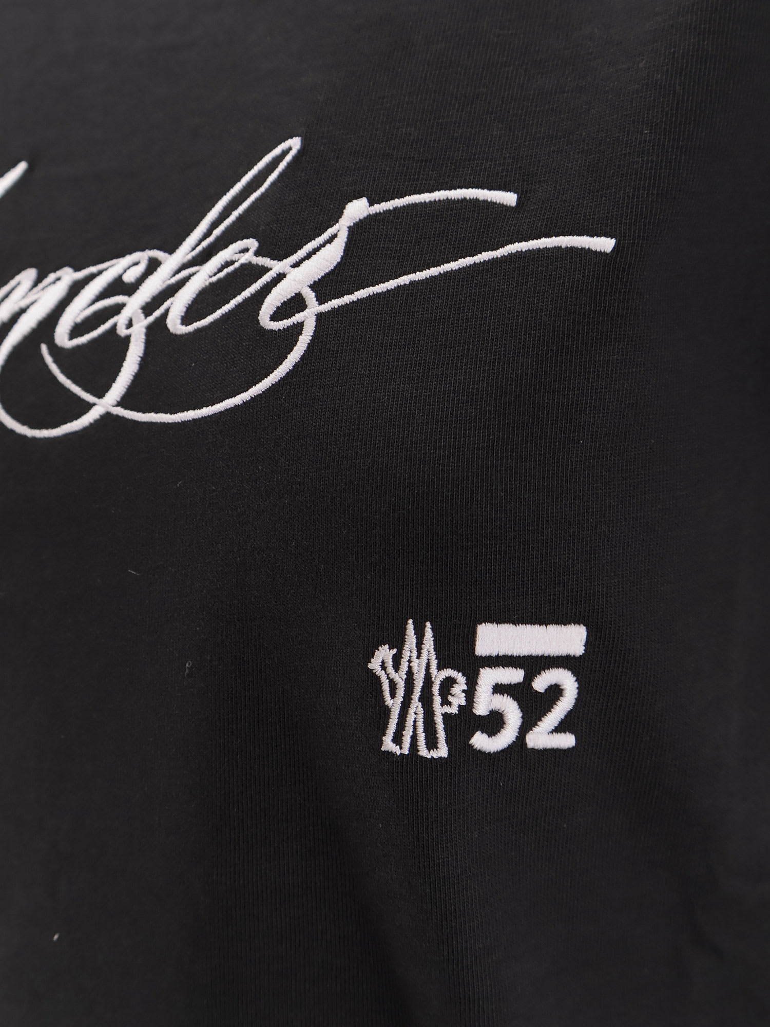 Moncler Cotton T-shirt With Embroidered Cursive Logo In Black