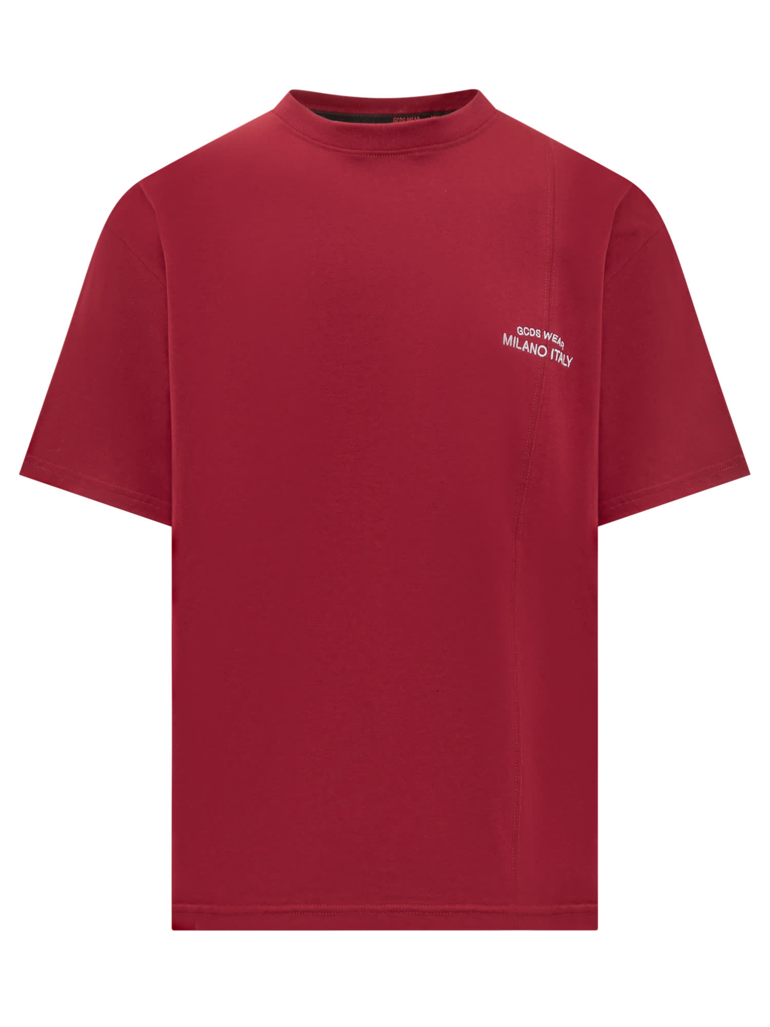 Shop Gcds Milano T-shirt In Bordeaux