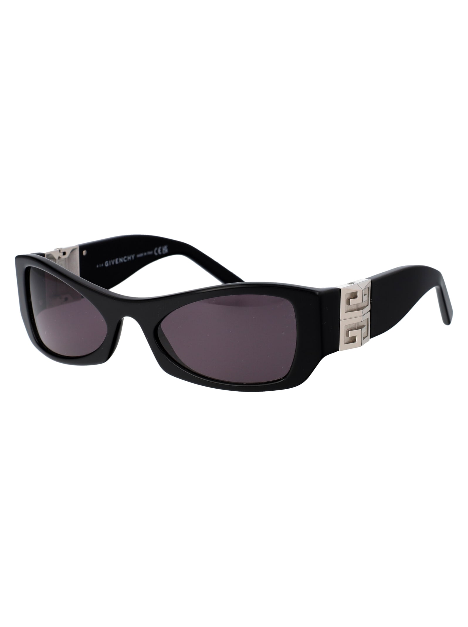 Givenchy Eyewear Rectangular Frame Sunglasses In 01a Shiny Black / Smoke