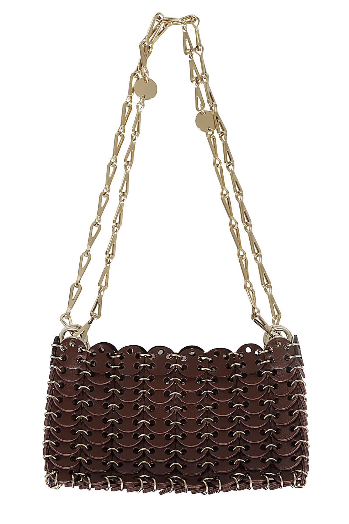 Shop Rabanne Sac A Main In Dark Brown Light Gold