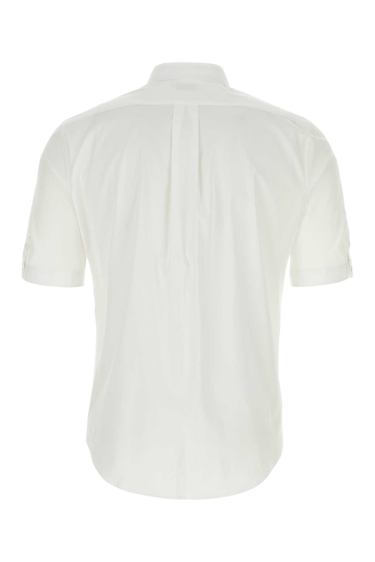 Alexander Mcqueen White Stretch Poplin Shirt In Opticalwhite