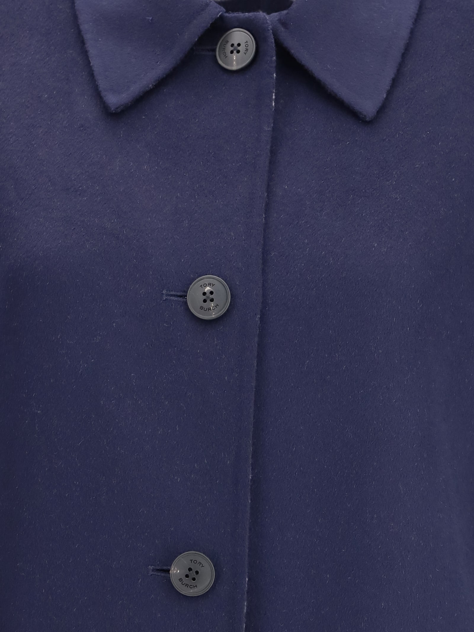Tory Burch Reversible Double-face Wool Coat In Blue