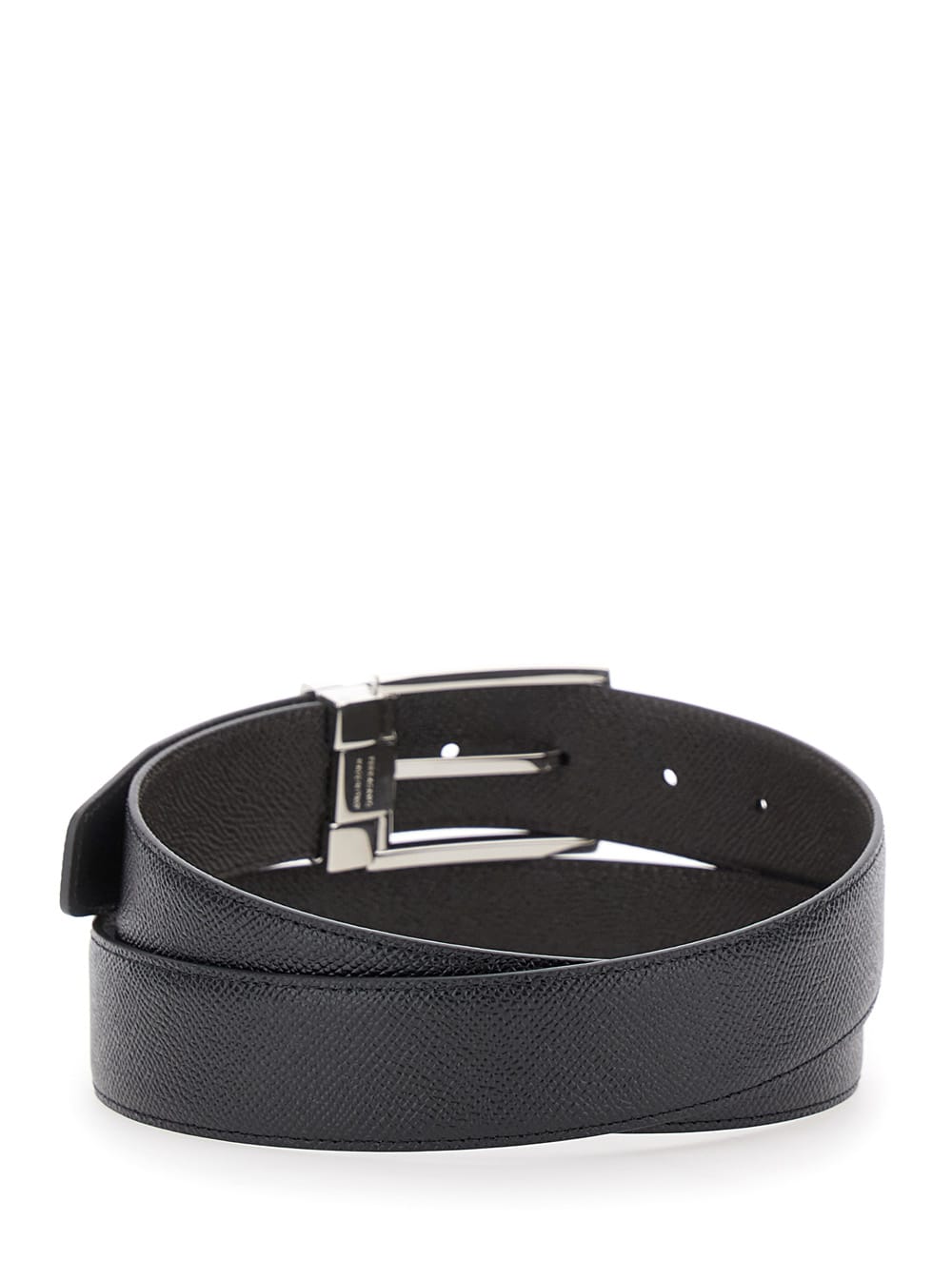 Ferragamo Black Reversible Belt With Gancini Buckle Belt In Grained Leather Man